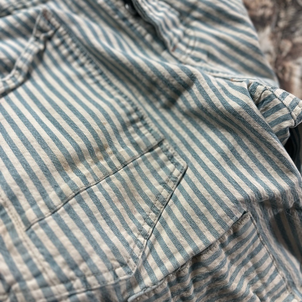 We The Free Teal Moxie railroad striped barrel jeans - Picture 5 of 5